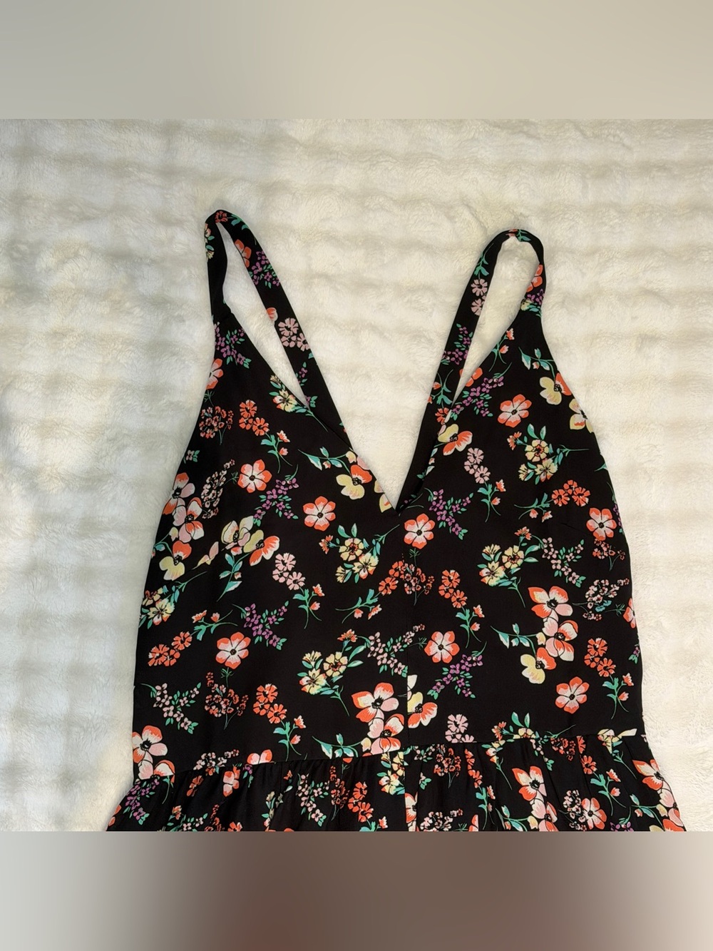 GAP Women’s Sleeveless V-neck Floral Print Black Base Maxi Dress Size 12 - Picture 4 of 10